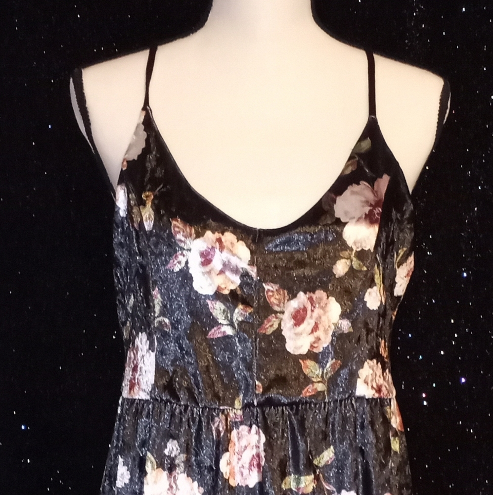 Black velvet floral dress
